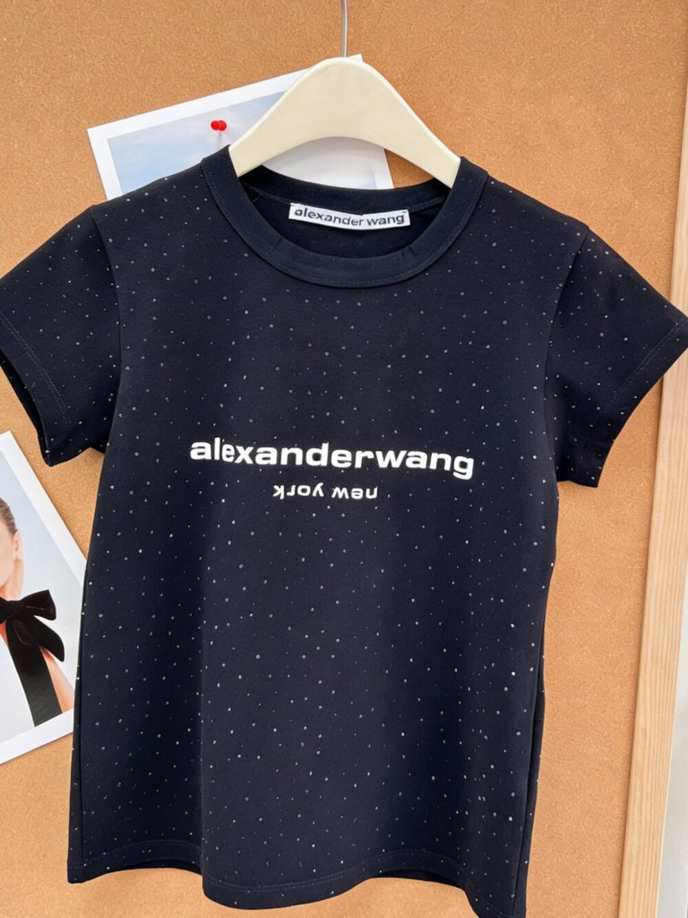Alexander Wang All-Rhinestone Letter Slim Fit Short-Sleeve T-Shirt